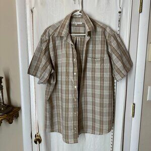 Vintage Perry Ellis Linen Short Sleeved Plaid Shirt